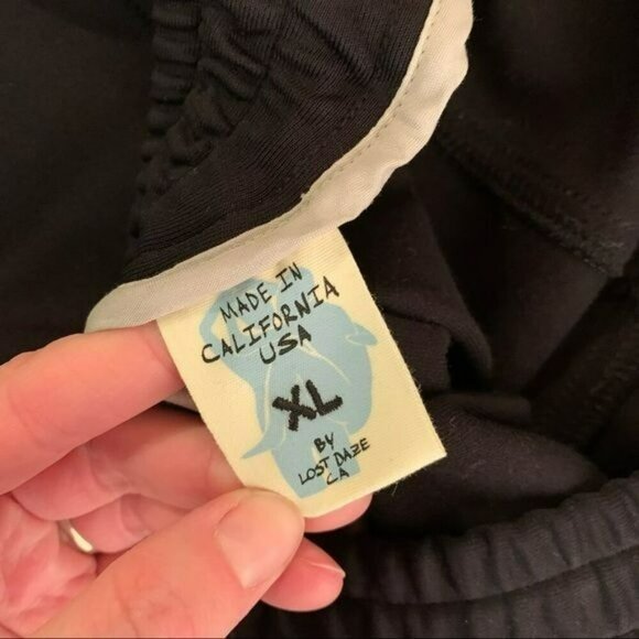 Lost daze mens athletic loose fit pants black drawstring waist multi side stripe - Picture 6 of 10